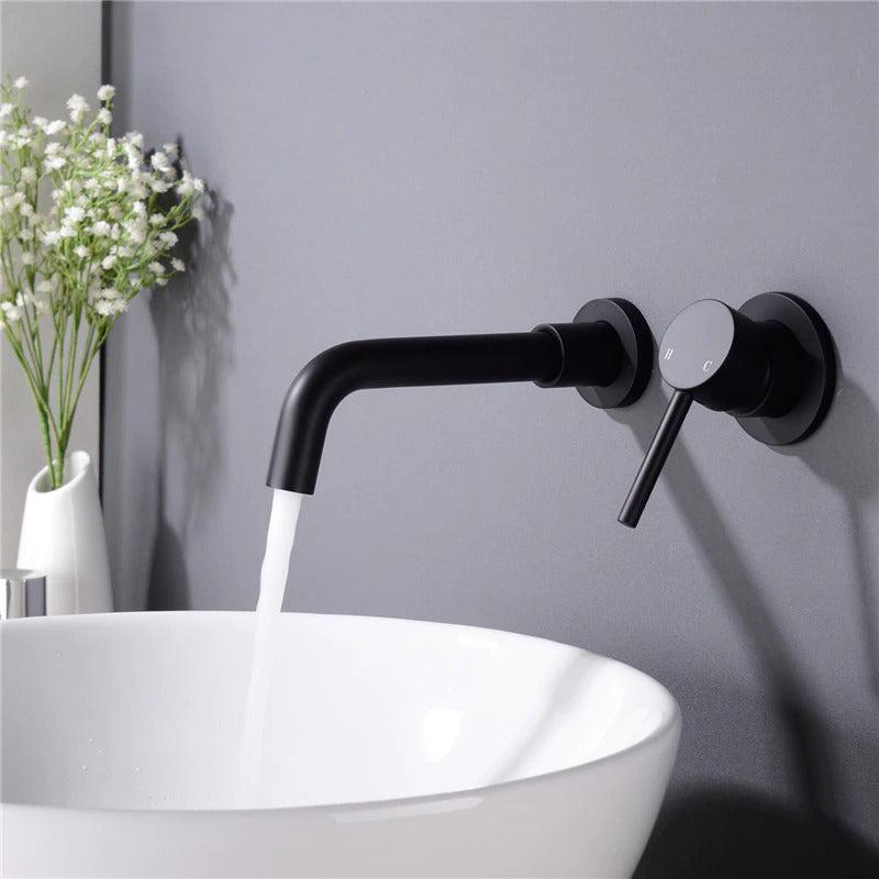 Wall Mounted Stainless Steel Faucet Single Handle Bathroom Faucet in 6 Colors-Basin Faucet-Index Bath