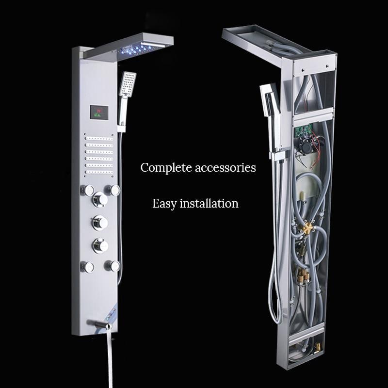 Shower Faucet - Waterfall Shower Panel Faucet LED Light Body Massage Jets