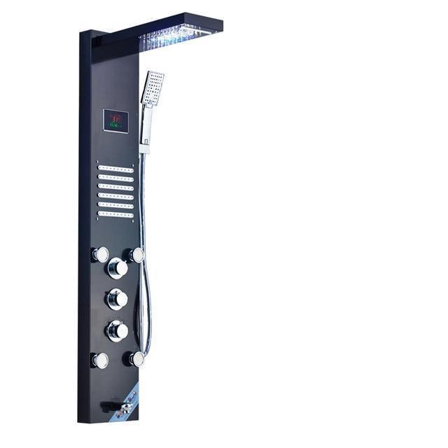 Shower Faucet - Waterfall Shower Panel Faucet LED Light Body Massage Jets
