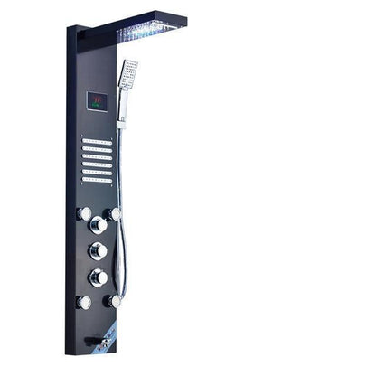 Shower Faucet - Waterfall Shower Panel Faucet LED Light Body Massage Jets