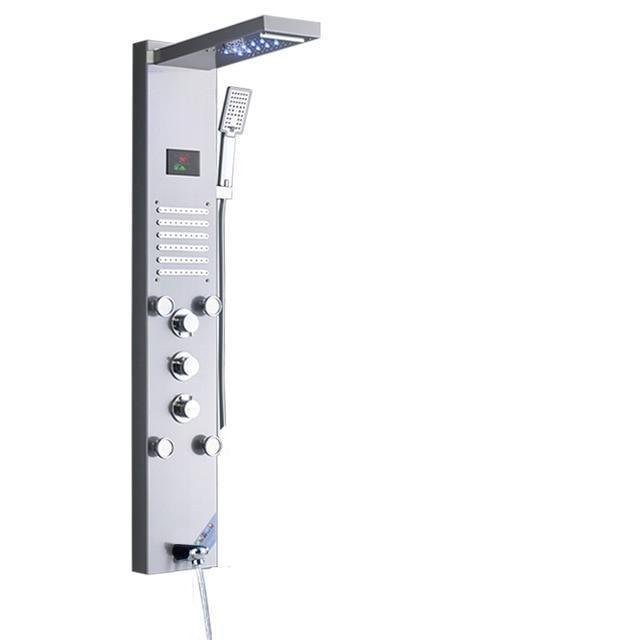 Shower Faucet - Waterfall Shower Panel Faucet LED Light Body Massage Jets
