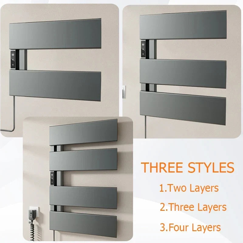 Electric Towel Warmer Wall-Mounted Towel Heater with Built-in Timer, Waterproof Aluminum Towel Warmer for Bathroom-Index Bath