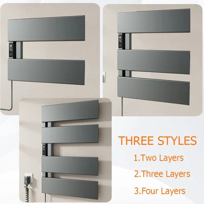 Electric Towel Warmer Wall-Mounted Towel Heater with Built-in Timer, Waterproof Aluminum Towel Warmer for Bathroom-Index Bath
