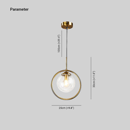 Hailie Luxury Global Glass Pendant Light – Metal Ring, LED